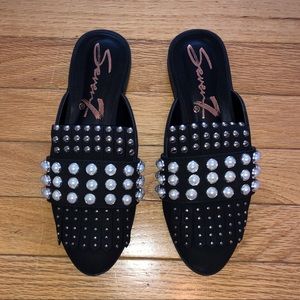 Seven7 studded flat mules